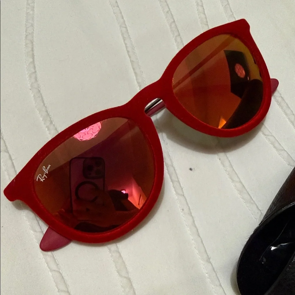 Ray-Ban Black Leather Sunglasses Case with Gold Logo